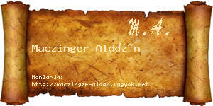 Maczinger Aldán névjegykártya